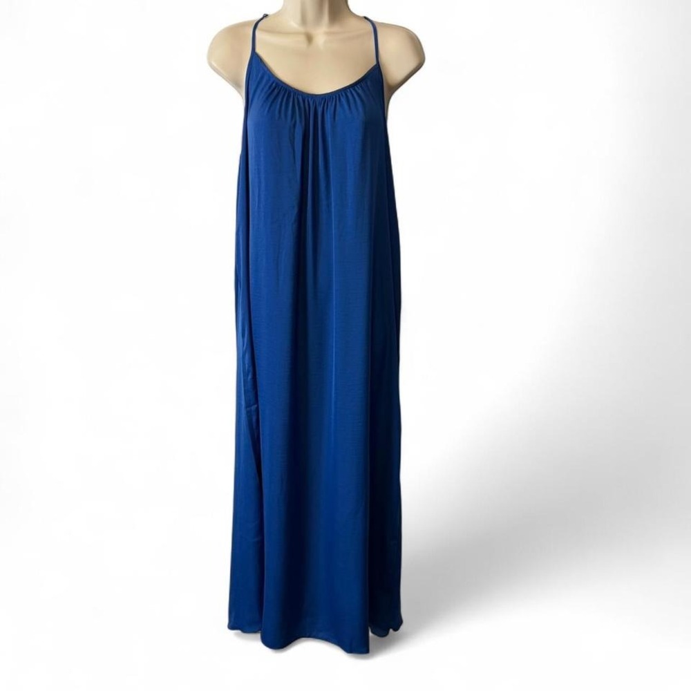 The Good Journey‎ Royal Blue Textured Satin Maxi Dress